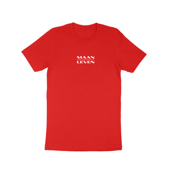 "Maan Stripe Leven Logo" Tshirt in Red